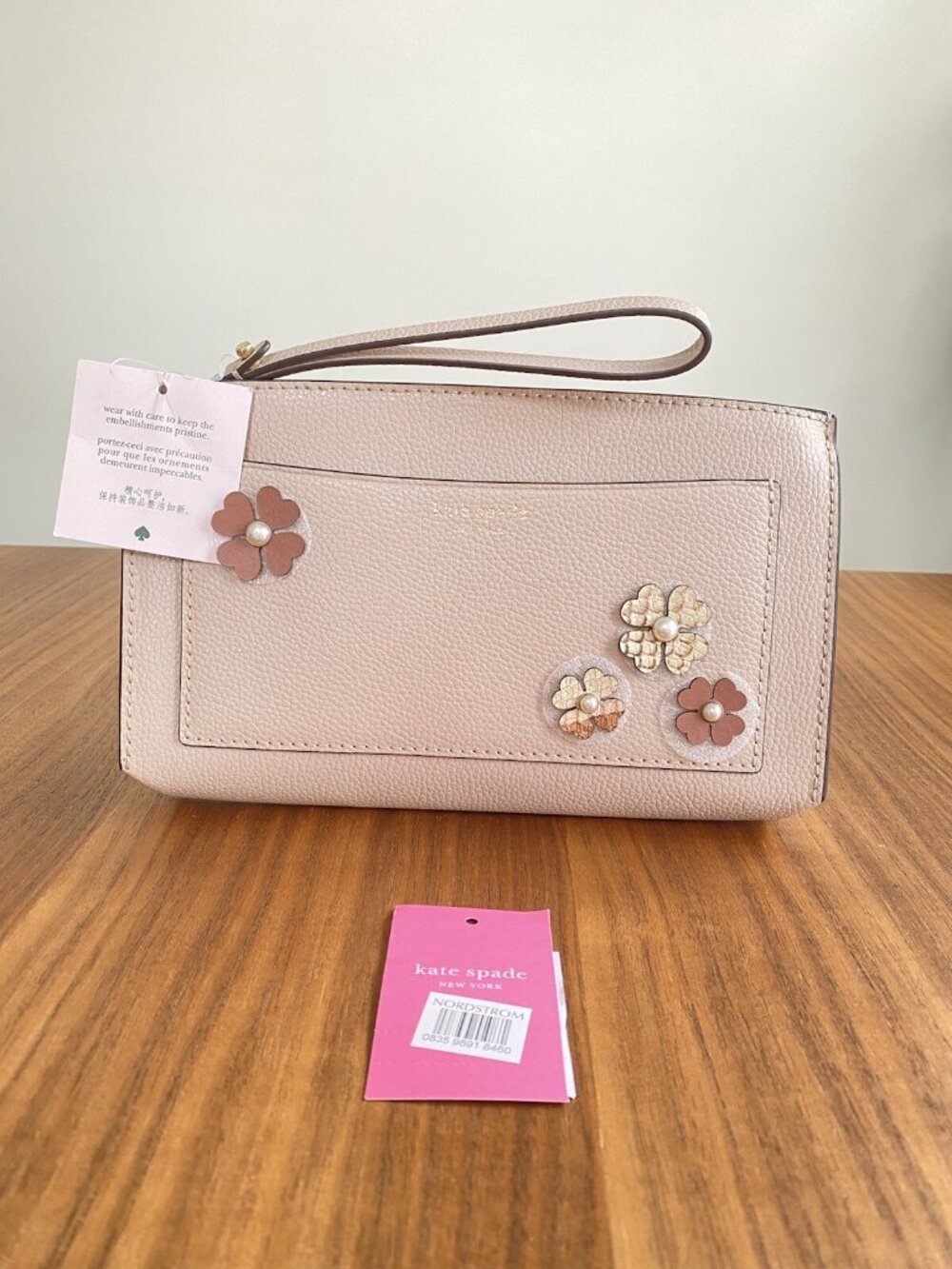 Kate Spade Riverside Street Emmie Leather Wristlet Warm Beige $199
